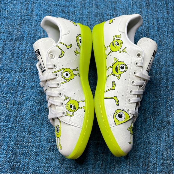 Adidas Stan Smith Monsters Inc Mike Wazowski Sneakers in White Green - Picture 4 of 7